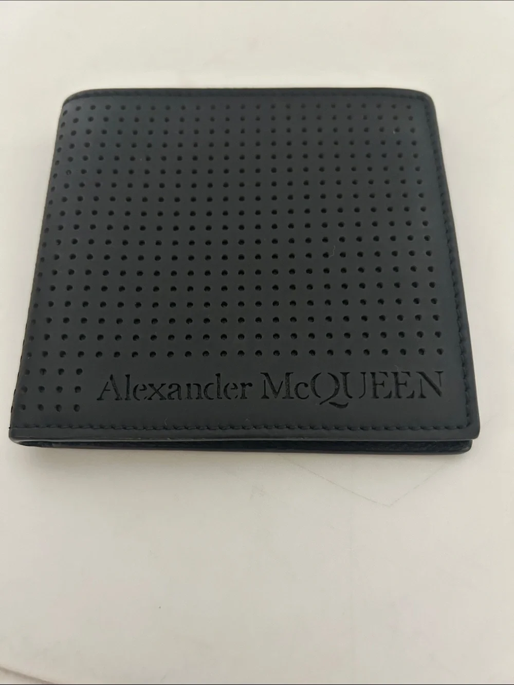 Alexander McQueen Black Perforated Leather Card Wallet